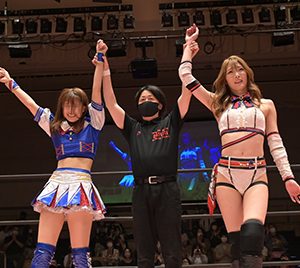 SKE48荒井優希、赤井沙希とのタッグで勝利！プリンセスタッグ選手権ベルトに挑戦